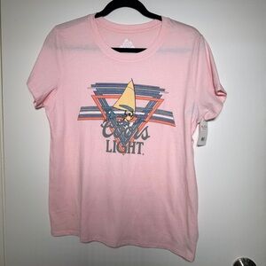 Lucky Brand x Coors Light Colab Pink Graphic Tee with Sailboat Logo Womens M-NWT